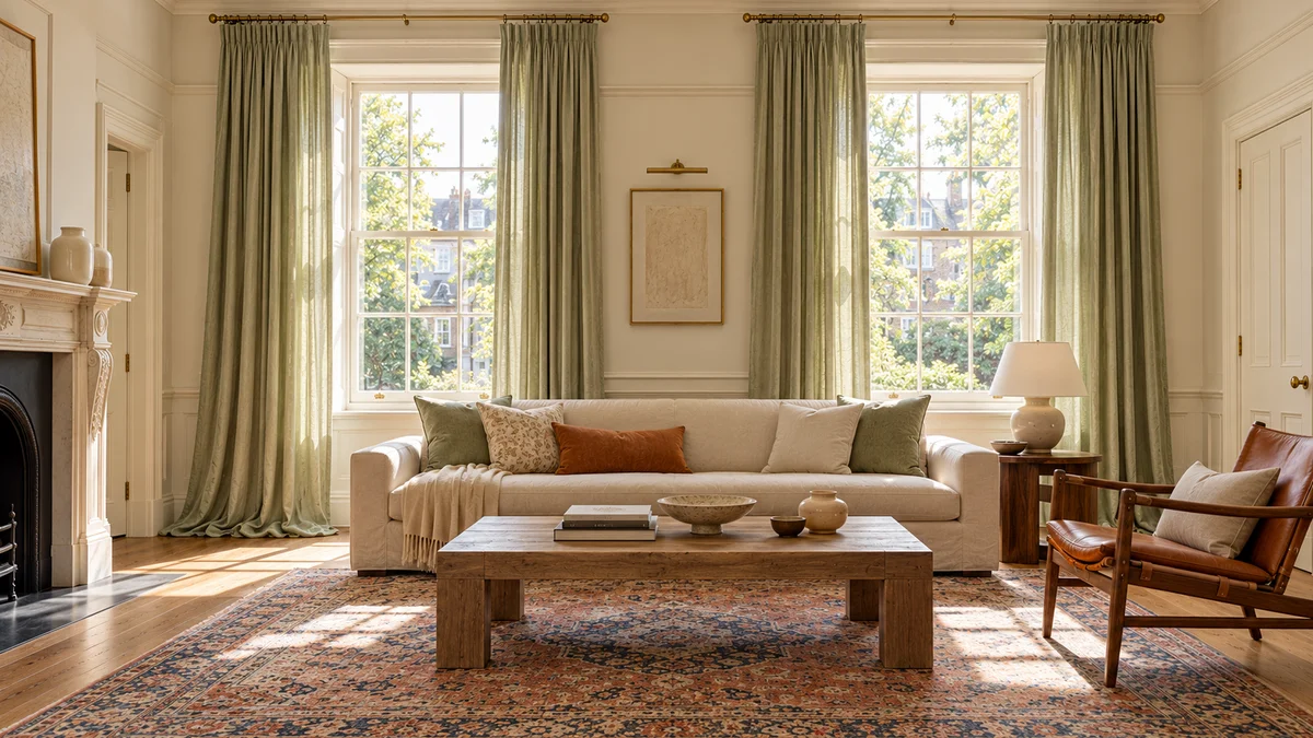 9 Stunning Green Living Room Curtains That Frame the View